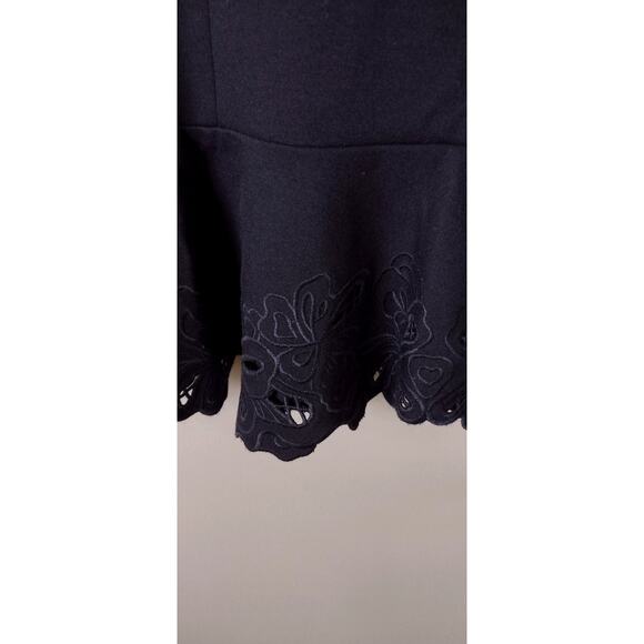 TALBOTS Sleeveless Flounce Dress Stretch Floral Trim Navy Size 8 - Picture 8 of 16